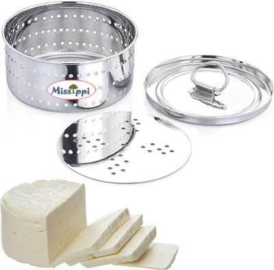 MISSIPPI Stainless Steel 650ml Round Shape Indian Paneer/Tofu Press Mould Maker Collapsible Strainer(Steel Pack of 1)