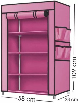 EEMWAY Metal Shoe Stand(Pink, 4 Shelves, DIY(Do-It-Yourself))