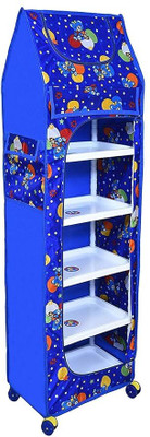 HUMBLE KART Baby 6 Shelve Unbreakable Material PVC Collapsible Wardrobe PP Collapsible Wardrobe(Finish Color - Blue, DIY(Do-It-Yourself))