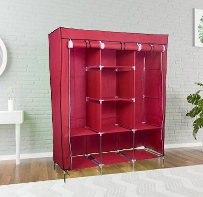 vipash 6+2 Layer Kids Wardrobe Portable Fabric Foldable Closet Wardrobe Storage Rack PP Collapsible Wardrobe(Finish Color - MAROON, DIY(Do-It-Yourself))