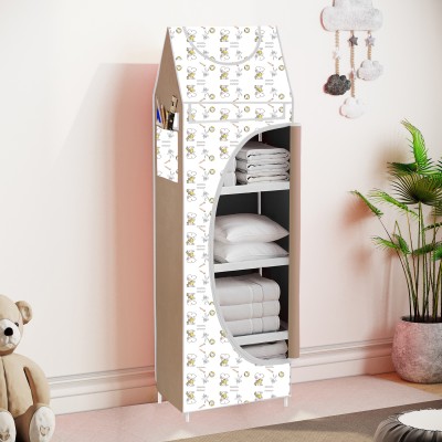 Home Reserve 5 Shelve Almirah Wardrobe Toy Storage And Clothing Storage for Kids Carbon Steel Collapsible Wardrobe(Finish Color - Dog Printed, DIY(Do-It-Yourself))