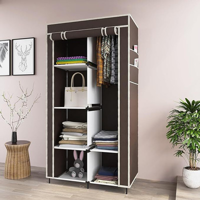 Flipkart Perfect Homes Studio 10 small wardrove Layer hard pvc pipe PP Collapsible Wardrobe(Finish Color - brown, DIY(Do-It-Yourself))