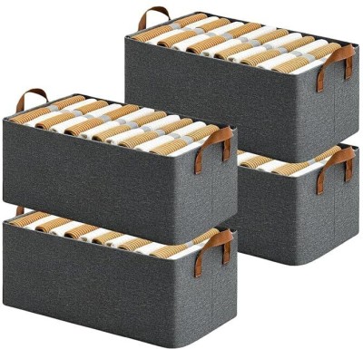 Brain Factory Organisers Storage Box For Clothes Books Pants Jeans Shirt Toys Saree(Pack of 4) Foam Collapsible Wardrobe(Finish Color - Grey, DIY(Do-It-Yourself))