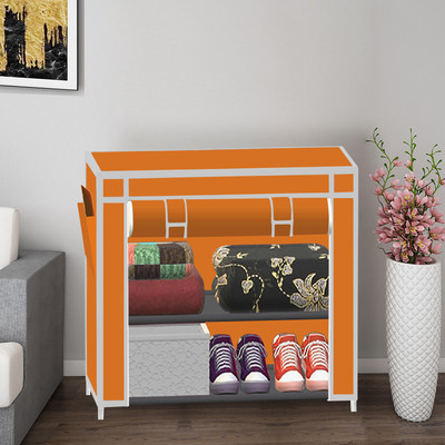 XENABO 2 Layer Solid Fancy Color PP Collapsible Wardrobe (Finish Color – A2 Orange, DIY(Do-It-Yourself)) For Rs. 471 @ 53 %