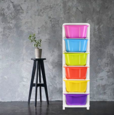 HUMBLE KART 6 Layer Multi Purpose Modular Drawer Plastic Free Standing Cabinet(Finish Color - Multicolor, DIY(Do-It-Yourself))