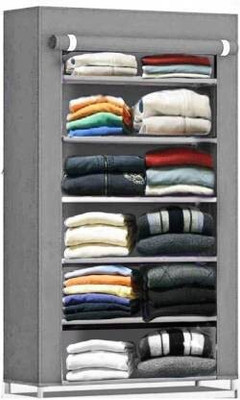 S . K Store Carbon Steel Collapsible Wardrobe(Finish Color - Grey, DIY(Do-It-Yourself))