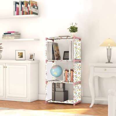 Flipkart Perfect Homes Studio 4 Layer Multipurpose Portable l SpaceSaving Cloth/Shoe/Books Shelf Home & Office Metal Open Book Shelf(Finish Color - Yellow Pink Print, DIY(Do-It-Yourself))
