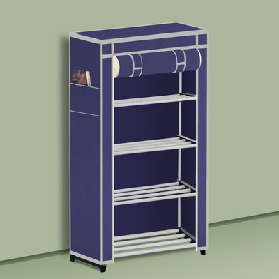 Kaya Trek PP/PVC Multipurpose Shoe Rack – 4 Layer Portable Shelf for Home/Office/Kid Room Plastic Collapsible Shoe Stand(Navy Blue, 4 Shelves, DIY(Do-It-Yourself))