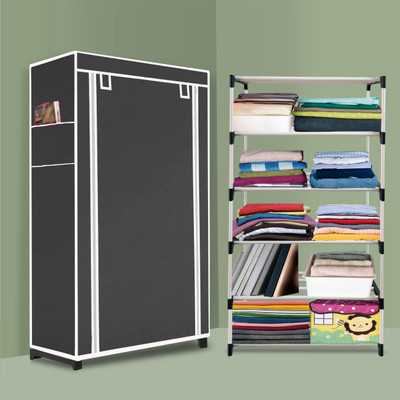 Kaya Trek 5-Layer Collapsible Wardrobe for Clothes – Foldable & Portable Storage for Home PP Collapsible Wardrobe(Finish Color - Black, DIY(Do-It-Yourself))