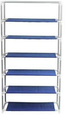 SHYAM JI Trends now 6 shelves collapsible wardrobe plastic multipurpose storage rack Carbon Steel Collapsible Wardrobe(Finish Color - BLUE, DIY(Do-It-Yourself))