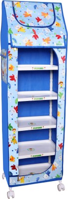 FLIPZON Baby 6 Shelve Unbreakable Material PVC Collapsible Wardrobe(Finish Color - Rabbit Pattern - Sky Blue, DIY(Do-It-Yourself))