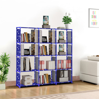 Flipkart Perfect Homes Studio 12 Layer Multipurpose Portable SpaceSaving Cloth/Shoe/Books Shelf Home & Office Metal Open Book Shelf(Finish Color - Blue Print, DIY(Do-It-Yourself))