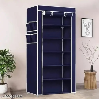 ANNOY 6 shelf Multipurpose Wardrobe for Clothes/Cabinet/Multipurpose Storage Rack PVC Collapsible Wardrobe(Finish Color - BLUE, DIY(Do-It-Yourself))