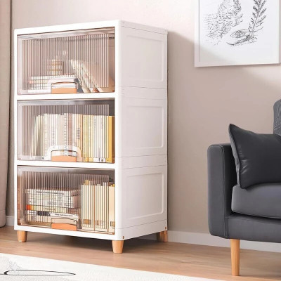 Evrum Evrum 3-Shelf Plastic Collapsible Cupboard PC Collapsible Wardrobe(Finish Color - WHITE, CR3, DIY(Do-It-Yourself))