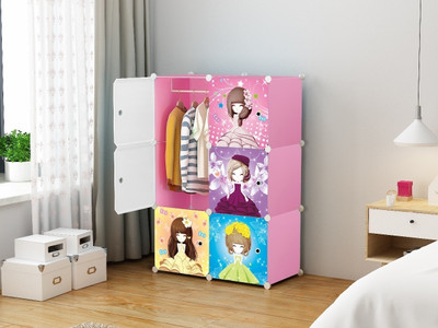 UTILLO 6 door pink PP Collapsible Wardrobe(Finish Color - Multicolor, DIY(Do-It-Yourself))
