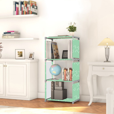 Flipkart Perfect Homes Studio 4 Layer Multipurpose Portable l SpaceSaving Cloth/Shoe/Books Shelf Home & Office Metal Open Book Shelf(Finish Color - Sky Blue Print, DIY(Do-It-Yourself))