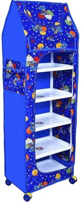 YouCopia 1 Door 6 Shelf Fabric Plastic 2025 PVC Collapsible Wardrobe(Finish Color - Blue, DIY(Do-It-Yourself))