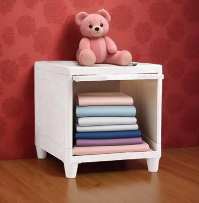 Semizoxis 1 Door 1 Shelf Plastic Collapsible Cupboard Cloth stand One Cabinet PC Collapsible Wardrobe(Finish Color - 1 PACK WHITE, DIY(Do-It-Yourself))