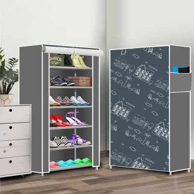 Flipkart Perfect Homes Studio shoe rack Metal Collapsible Shoe Stand(Brown Print, 6 Shelves, DIY(Do-It-Yourself))