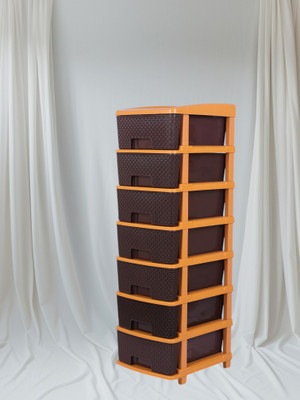 Prizam 7XL Large Brown Size Plastic Free Standing Chest of cabinet Drawer.. PP Collapsible Wardrobe(Finish Color - BROWN, DIY(Do-It-Yourself))