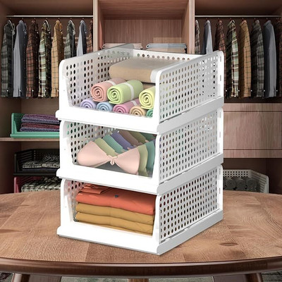 ASHLAS 3 Pieces Wardrobe Organizer for Storage/Polypropylene Foldable PP Collapsible Wardrobe(Finish Color - 3-WHITE, DIY(Do-It-Yourself))