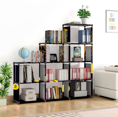 Flipkart Perfect Homes Studio 9 Layer Multipurpose Portable l SpaceSaving Cloth/Shoe/Books Shelf Home & Office Metal Open Book Shelf(Finish Color - New Black Print, DIY(Do-It-Yourself))