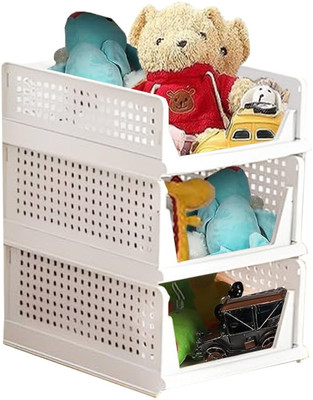 Aditya Polymers Wardrobe Organizer Foldable and Stackable- 3 Pcs Pack (2 large and 1 Small) PP Collapsible Wardrobe(Finish Color - white 10, DIY(Do-It-Yourself))