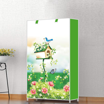 Kaya Trek PP/PVC Multipurpose Shoe Rack – 4 Layer Portable Shelf for Home/Office/Kid Room Plastic Collapsible Shoe Stand(Green Print Fresh, 4 Shelves, DIY(Do-It-Yourself))