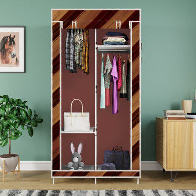 Imperial fur Bedroom – Carbon Steen Foldable Clothes Organizer, 4 Layer Portable Wardrobe Carbon Steel Collapsible Wardrobe(Finish Color - 14 BROWN, DIY(Do-It-Yourself))