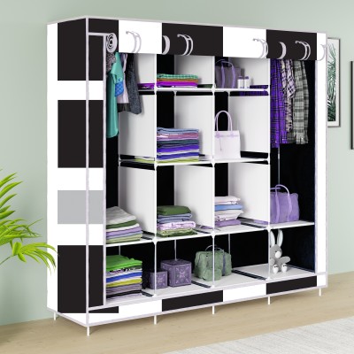 MEZIRE 3 door 12 Rack Print PP Collapsible Wardrobe(Finish Color - French Door Elegant Printed, DIY(Do-It-Yourself))