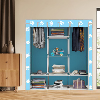 SB07 8 Layer Foldable Wardrobe – Carbon Steel Frame & Non-Woven Cloth Organizer Carbon Steel Collapsible Wardrobe(Finish Color - 27 SKY BLUE, DIY(Do-It-Yourself))