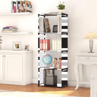 Flipkart Perfect Homes Studio 5 Layer Multipurpose Portable l SpaceSaving Cloth/Shoe/Books Shelf Home & Office Metal Open Book Shelf(Finish Color - Grey Print, DIY(Do-It-Yourself))