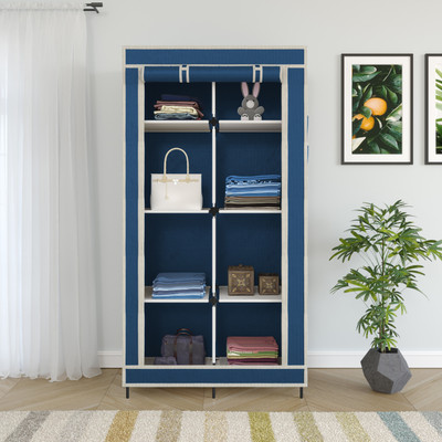 GTC 4+4 Shelves Portable 7800-2 PP Collapsible Wardrobe(Finish Color - Blue, DIY(Do-It-Yourself))