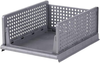 BAZKU Multipurpose Pack of 1 Plastic PP Wardrobe PP Collapsible Wardrobe(Finish Color - Grey1, DIY(Do-It-Yourself))