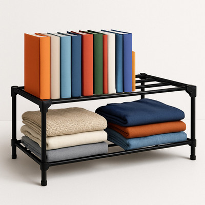 HEGZI Plastic Open Book Shelf(Finish Color - Black, DIY(Do-It-Yourself))
