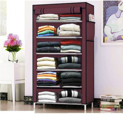UkdiMukdi Co.W. 6+1 Maroon PVC Collapsible Wardrobe(Finish Color - Maroon, DIY(Do-It-Yourself))
