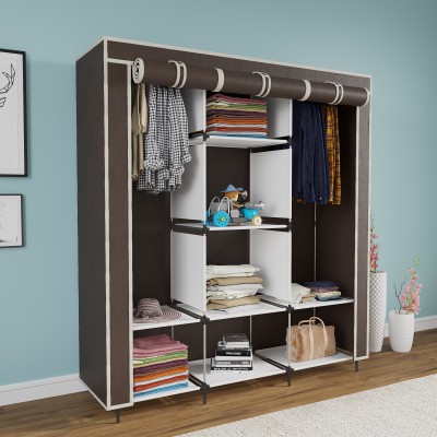 Maison & Cuisine Almirah Foldable closet for Clothes 8 Shelves (88130) PP Collapsible Wardrobe(Finish Color - Brown, DIY(Do-It-Yourself))