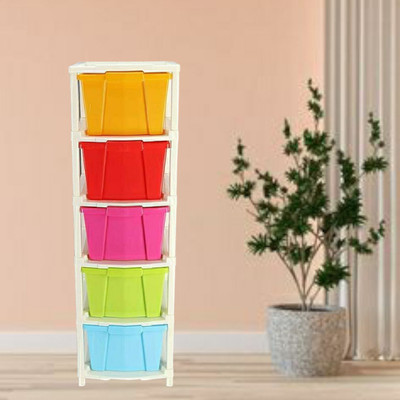MAHADEV ENTERPRISE Home and Kids Foldable drawers organizers Box. Plastic Free Standing Cabinet(Finish Color - Multicolor, DIY(Do-It-Yourself))