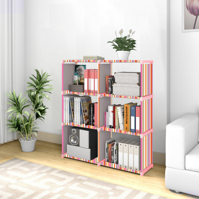 Flipkart Perfect Homes Studio 12 Layer Multipurpose Portable SpaceSaving Cloth/Shoe/Books Shelf Home & Office Metal Open Book Shelf(Finish Color - Yellow Pink Print, DIY(Do-It-Yourself))