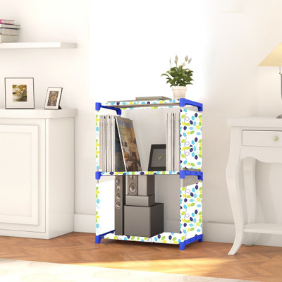 Wayout 3 Layer Portable Book Shelf Rack | Space-Saving Book Stand for Home & Office Metal Open Book Shelf(Finish Color - New SKY Print, DIY(Do-It-Yourself))
