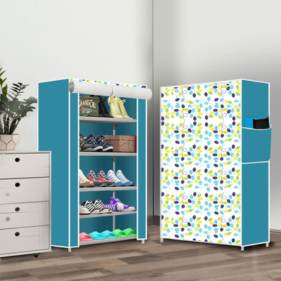 Flipkart Perfect Homes Studio 5 Shelf Plastic Compact Shoe Rack Foldable Portable, Convertible Organizer Shelf Plastic Collapsible Shoe Stand(New Sky Blue, 5 Shelves, DIY(Do-It-Yourself))
