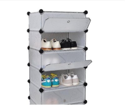 Keekos 5 Layer DIY Shoe Rack Multipurpose Storage Organizer for Home Bedroom Metal Collapsible Shoe Stand(Grey, 5 Shelves, DIY(Do-It-Yourself))