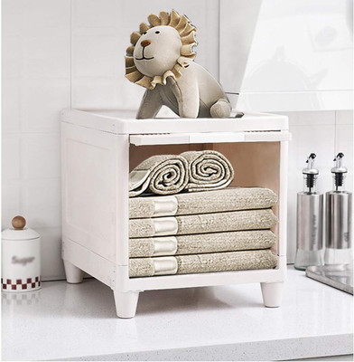 Hemovia 1 Door 1 Shelf Plastic Foldable Wardrobe for Clothes Plastic Cloth Rack PP Collapsible Wardrobe(Finish Color - Pack-1-White, DIY(Do-It-Yourself))