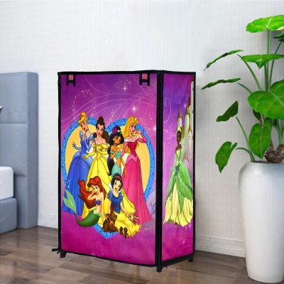 GlowSilk Cartoon Princess Printed, 4 Shelves PVC Collapsible Wardrobe(Finish Color - Blue 6, DIY(Do-It-Yourself))