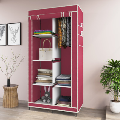 Continental PP Collapsible Wardrobe(Finish Color - Maroon, DIY(Do-It-Yourself))