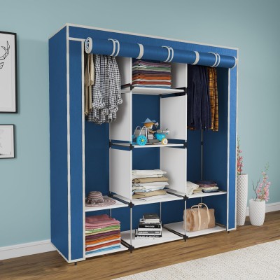 GTC 6+2 Shelves Portable 88230 PP Collapsible Wardrobe(Finish Color - Blue, DIY(Do-It-Yourself))