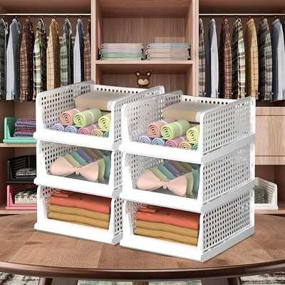ASHLAS 6 Pieces Wardrobe Organizer for Storage/Polypropylene Foldable PP Collapsible Wardrobe(Finish Color - 6-WHITE, DIY(Do-It-Yourself))