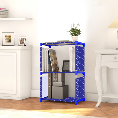 Wayout 3 Layer Portable Book Shelf Rack | Space-Saving Book Stand for Home & Office Metal Open Book Shelf(Finish Color - Blue Print, DIY(Do-It-Yourself))