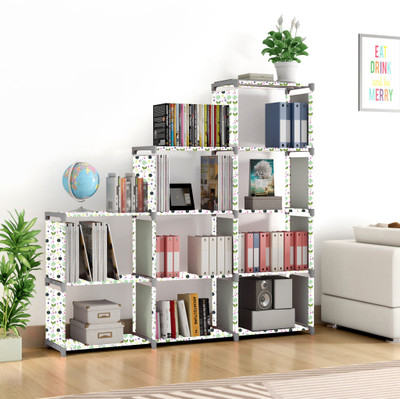 Flipkart Perfect Homes Studio 9 Layer Multipurpose Portable l SpaceSaving Cloth/Shoe/Books Shelf Home & Office Metal Open Book Shelf(Finish Color - New Green Print, DIY(Do-It-Yourself))