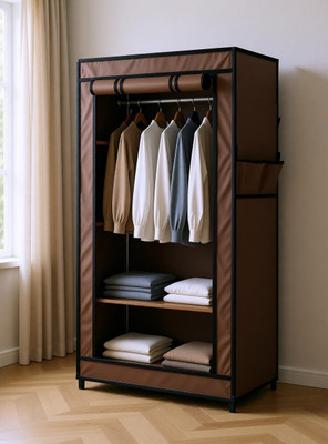 EEMWAY Carbon Steel Collapsible Wardrobe(Finish Color - BROWN, DIY(Do-It-Yourself))